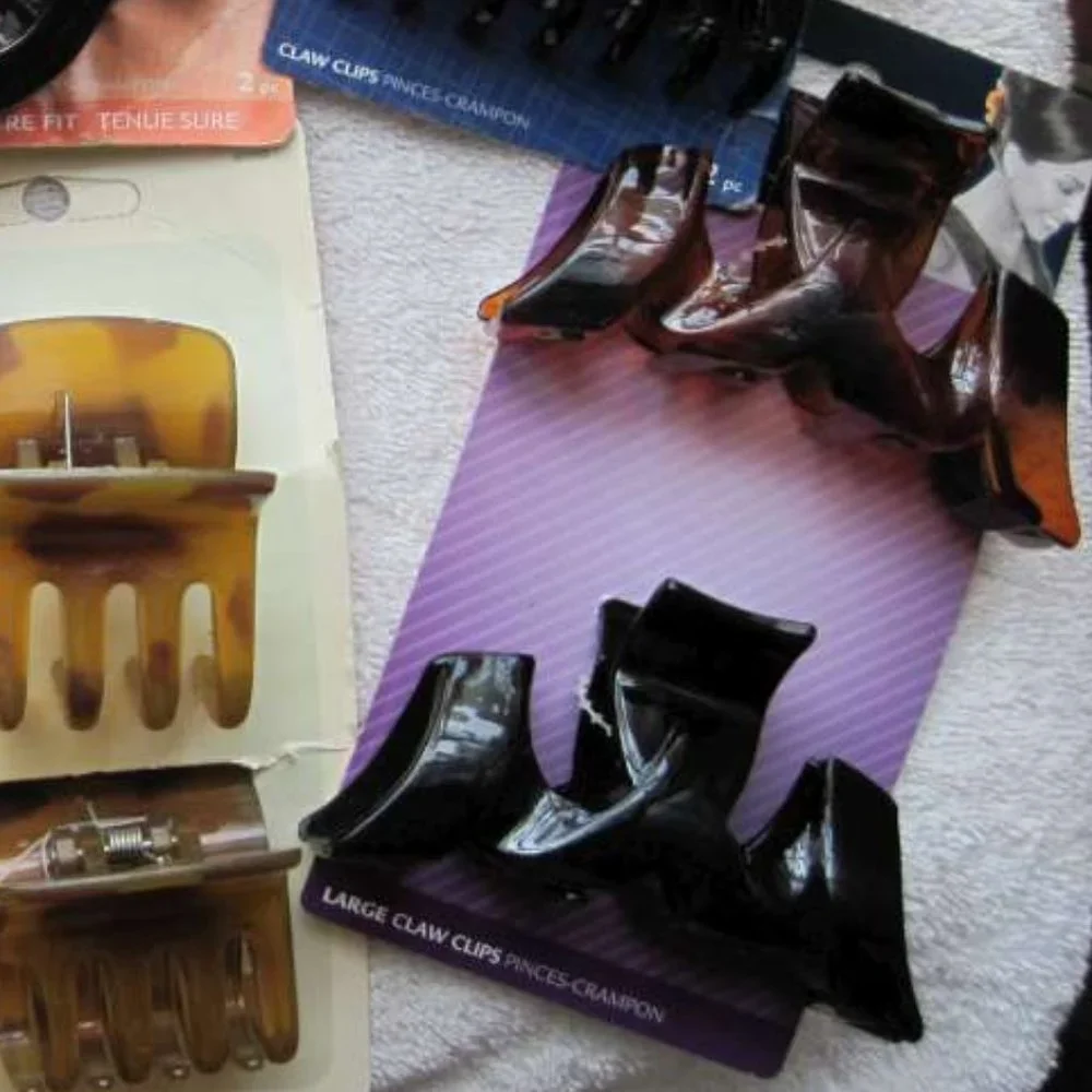 2 Goody Large Plastic Weave Hair Claw Clips Jaw Styling Fashion Black Tortoise